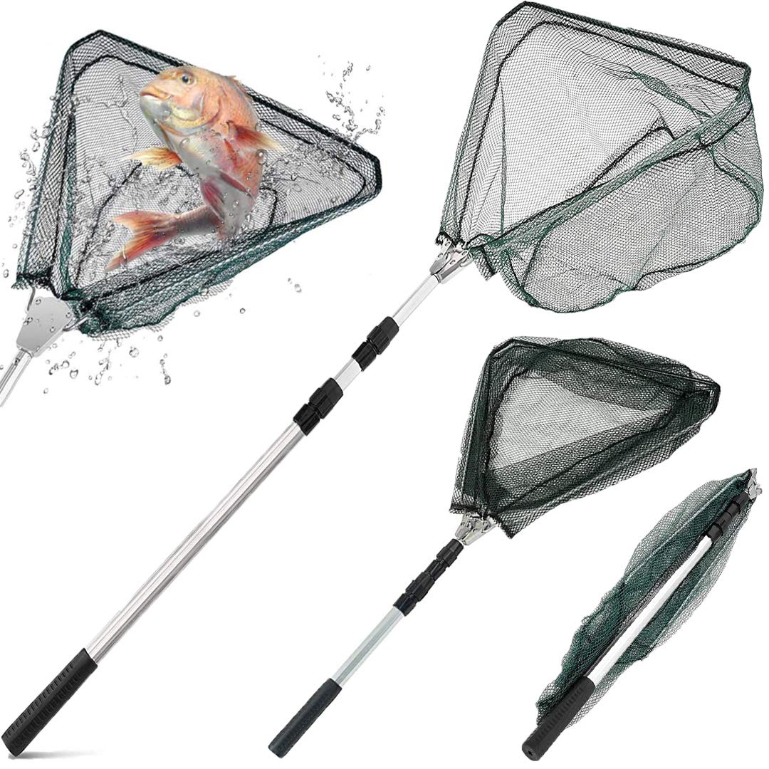 Proberos Retractable Fishing Net, Portable Aluminum Alloy Fishing Net Folding Triangle Wide Fishing Landing NetTelescopic Fishing Net Catcher for Fishing, Suitable for Fish Under 5 KG (0.9M) Proberos Retractable Fishing Net, Portable Aluminum Alloy Fishing Net Folding Triangle Wide Fishing Landing NetTelescopic Fishing Net Catcher for Fishing, Suitable for Fish Under 5 KG (0.9M)